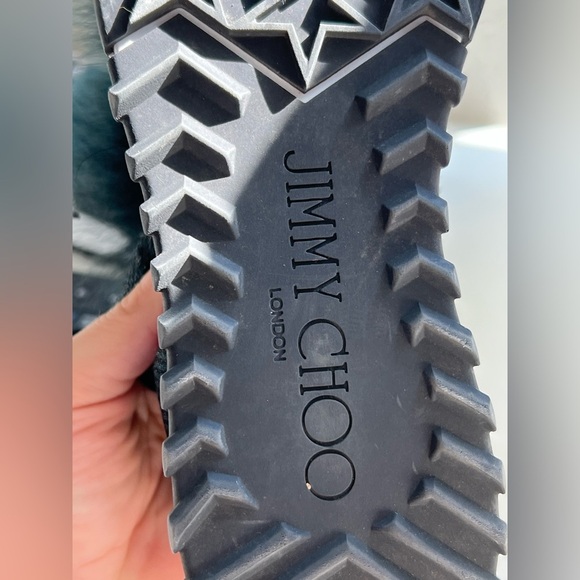 Jimmy Choo Norway Mink Fur & Metallic Green Knit Slip-On Sneakers Size 38 - Picture 12 of 12